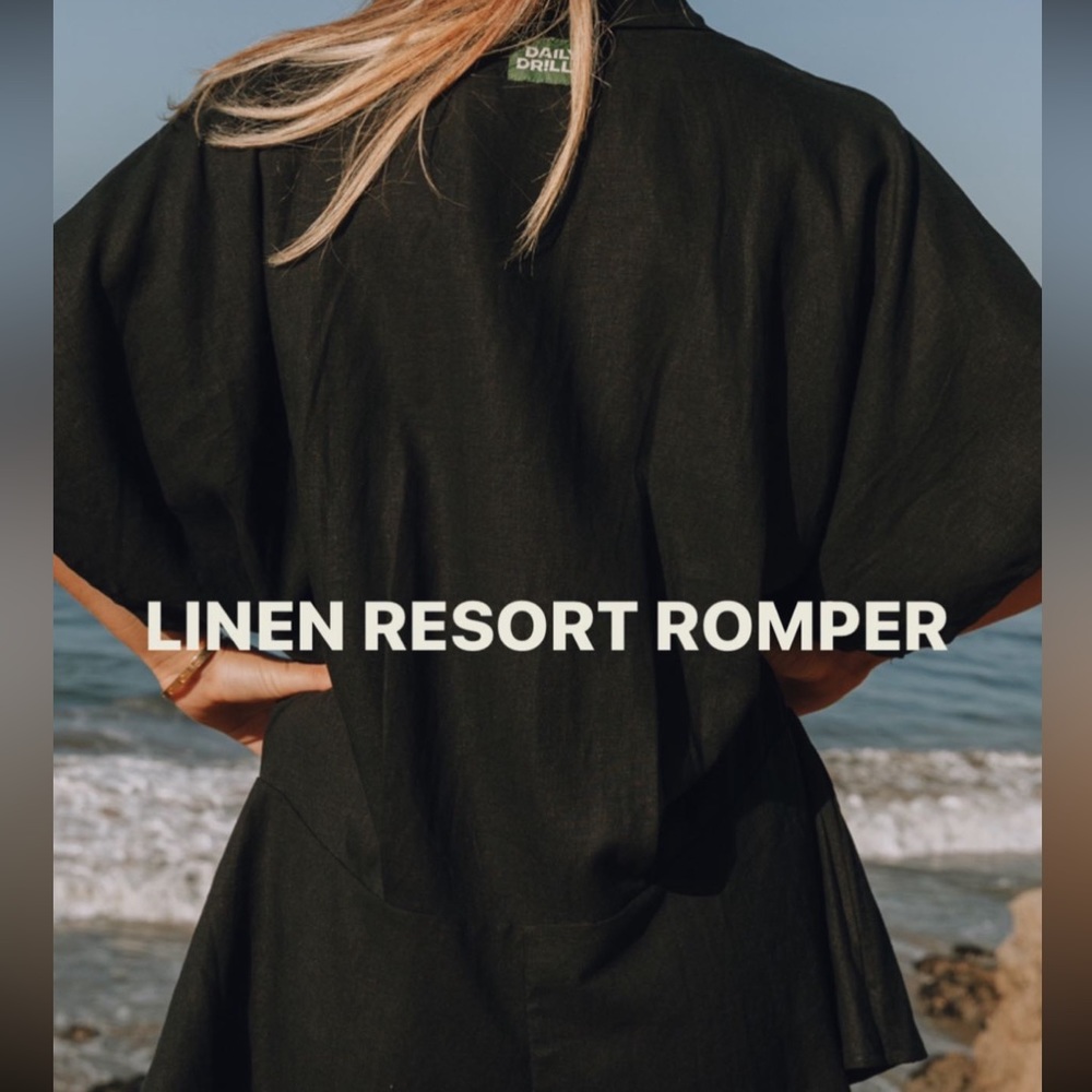 Daily drills linen resort romper BLACK